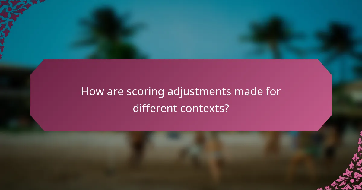 How are scoring adjustments made for different contexts?