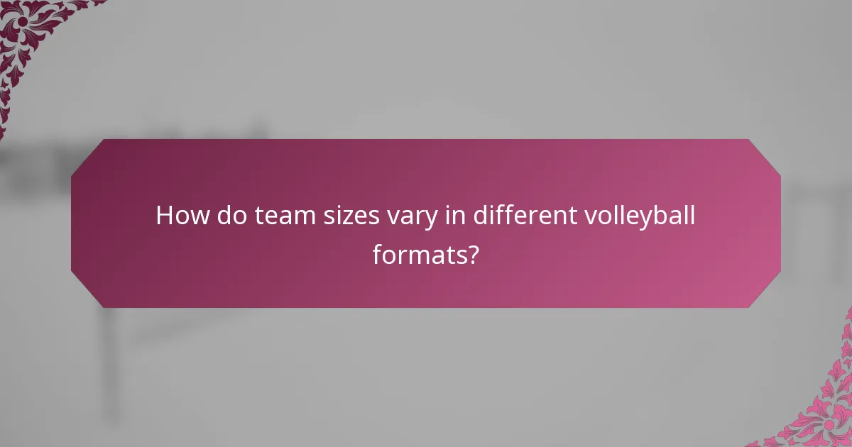 How do team sizes vary in different volleyball formats?