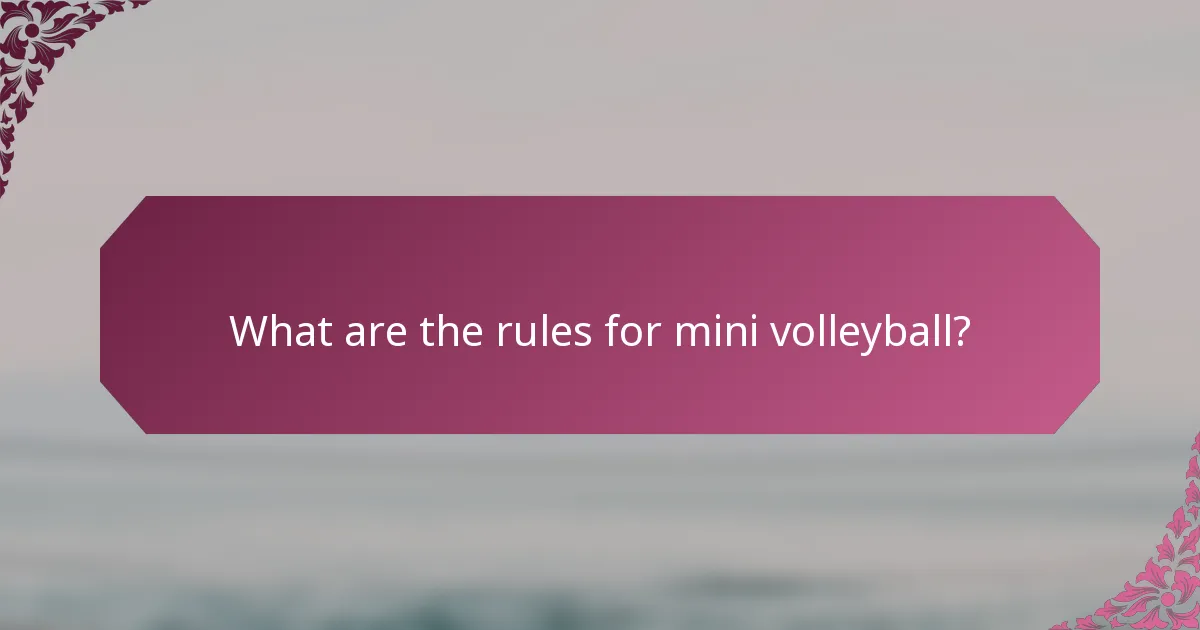 What are the rules for mini volleyball?