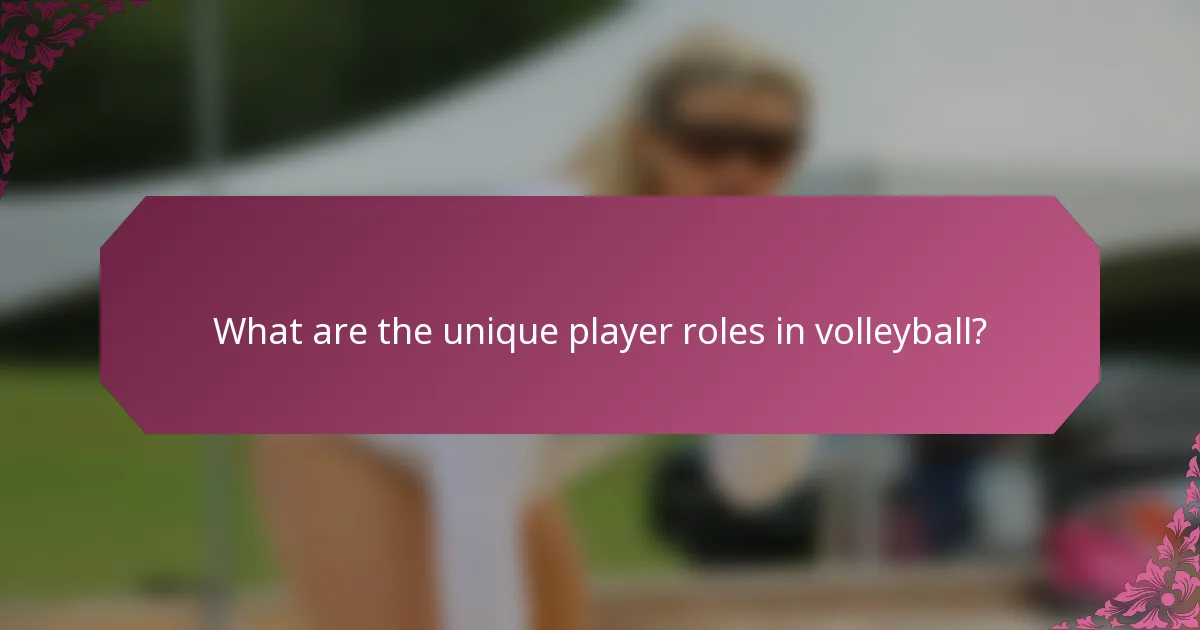 What are the unique player roles in volleyball?